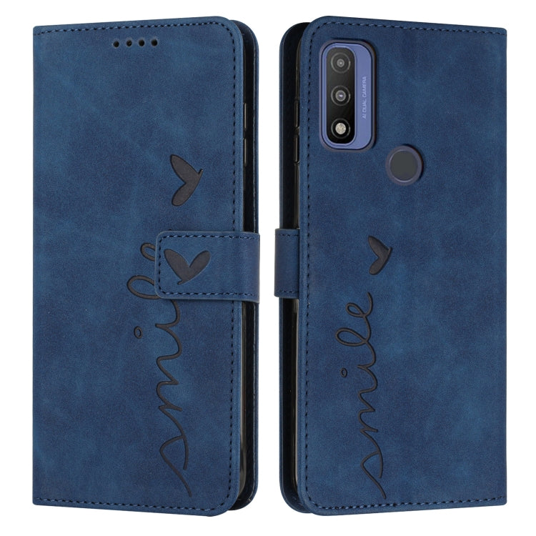 For Motorola G Pure Skin Feel Heart Pattern Leather Phone Case