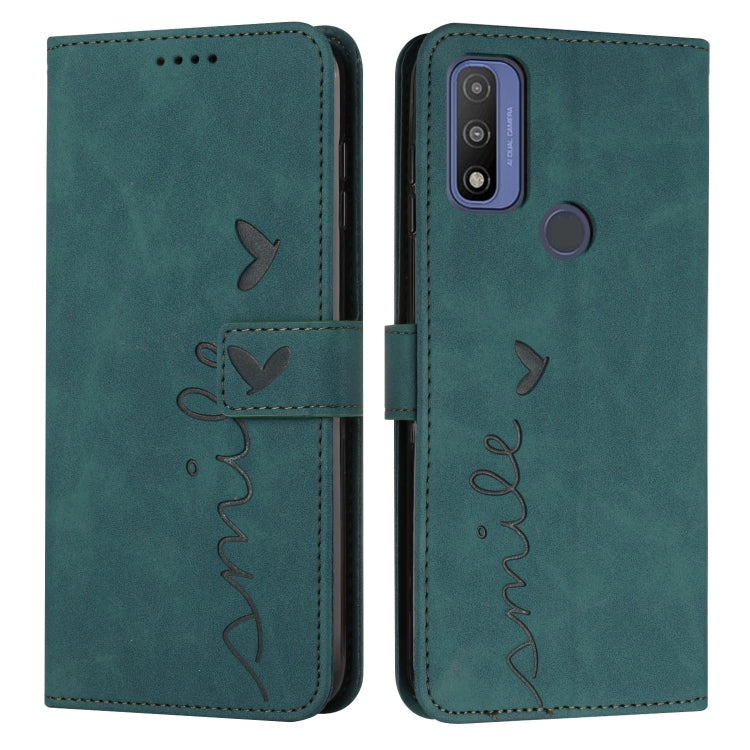 For Motorola G Pure Skin Feel Heart Pattern Leather Phone Case