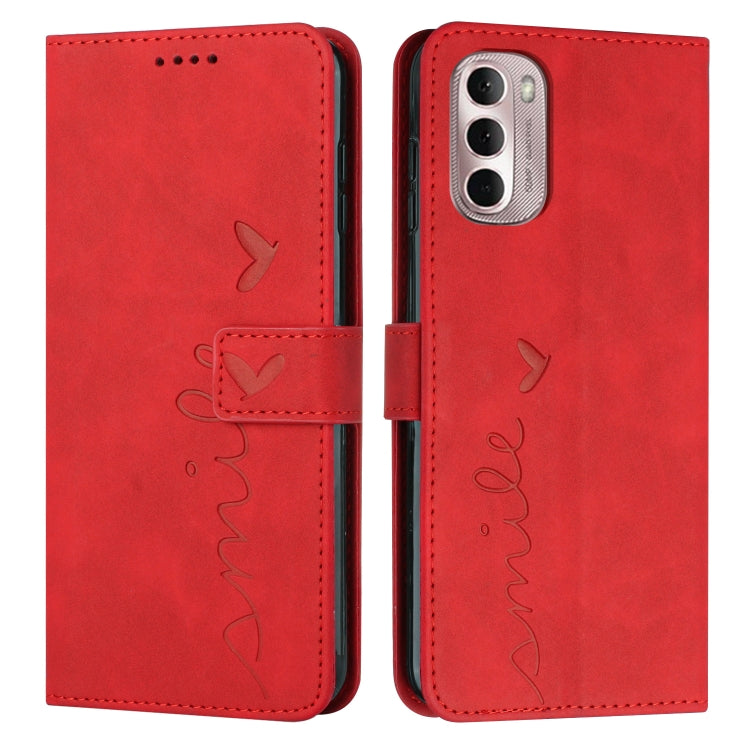 For Motorola Moto G Stylus 5G 2022 Skin Feel Heart Pattern Leather Phone Case