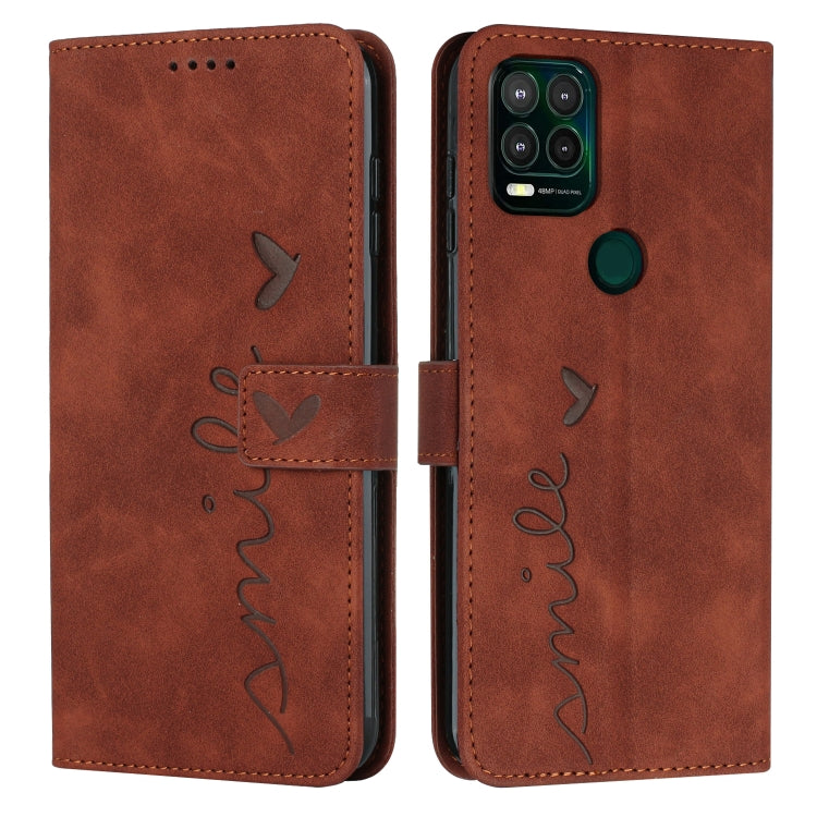 For Motorola Moto G Stylus 2021 5G Skin Feel Heart Pattern Leather Phone Case