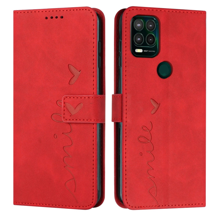 For Motorola Moto G Stylus 2021 5G Skin Feel Heart Pattern Leather Phone Case