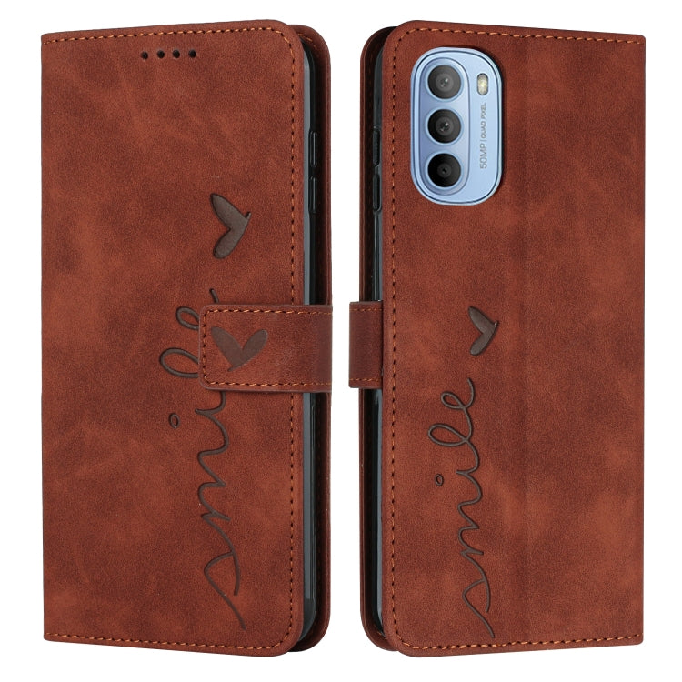 For Motorola Moto G51 5G Skin Feel Heart Pattern Leather Phone Case