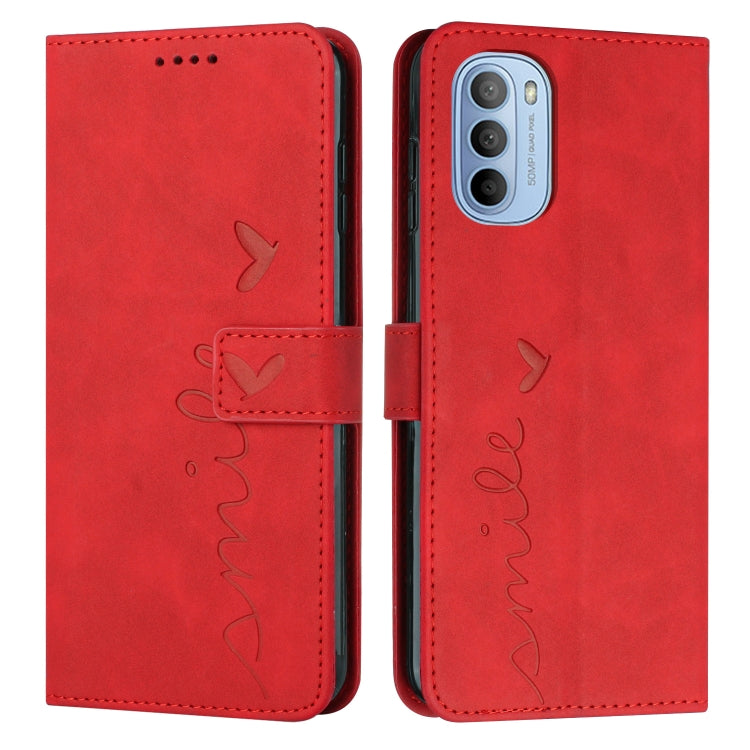 For Motorola Moto G51 5G Skin Feel Heart Pattern Leather Phone Case