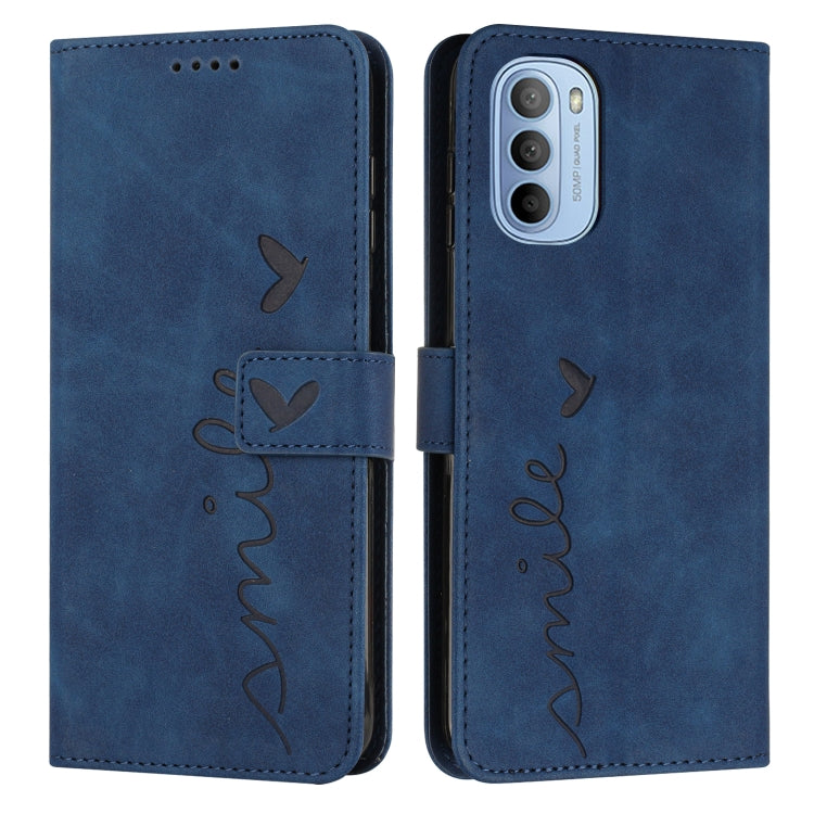 For Motorola Moto G51 5G Skin Feel Heart Pattern Leather Phone Case