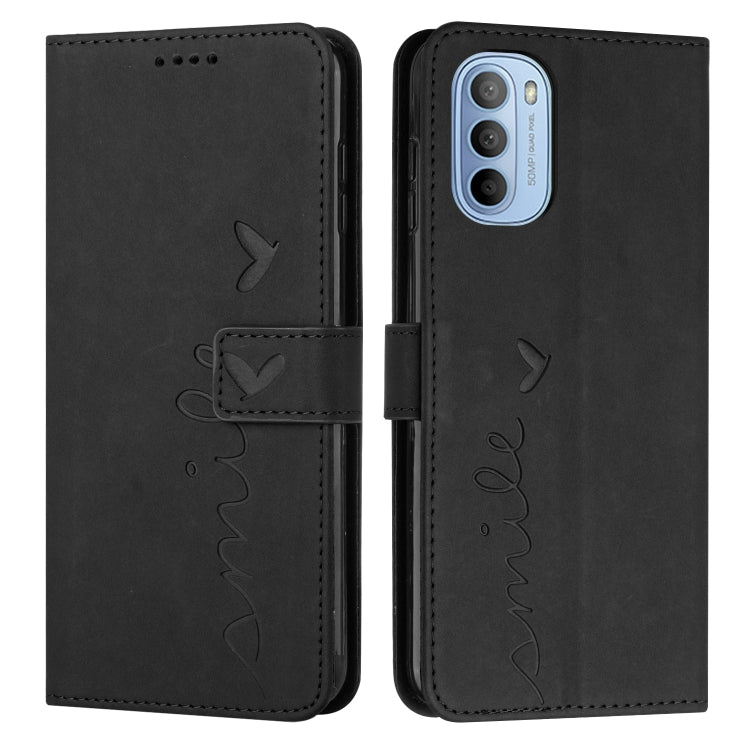For Motorola Moto G51 5G Skin Feel Heart Pattern Leather Phone Case