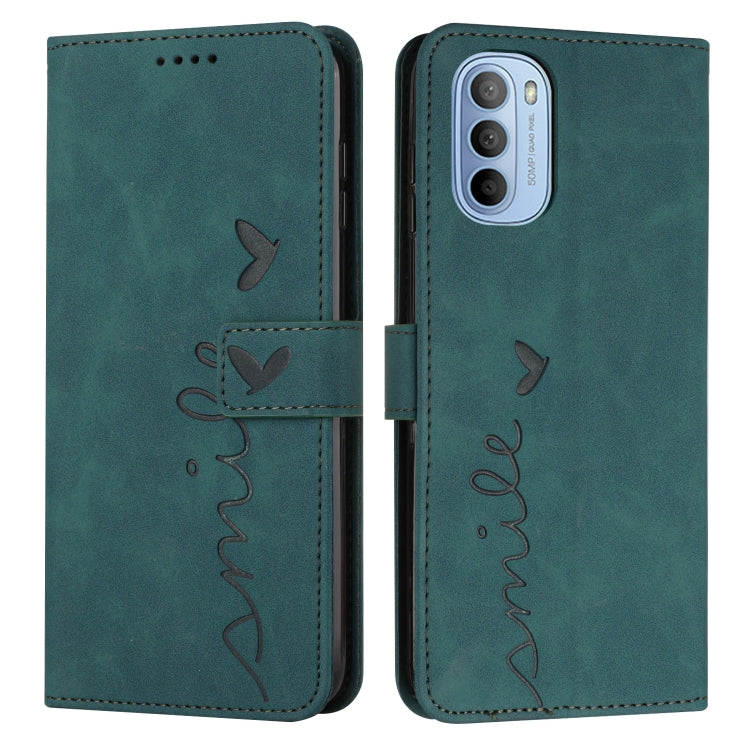 For Motorola Moto G51 5G Skin Feel Heart Pattern Leather Phone Case