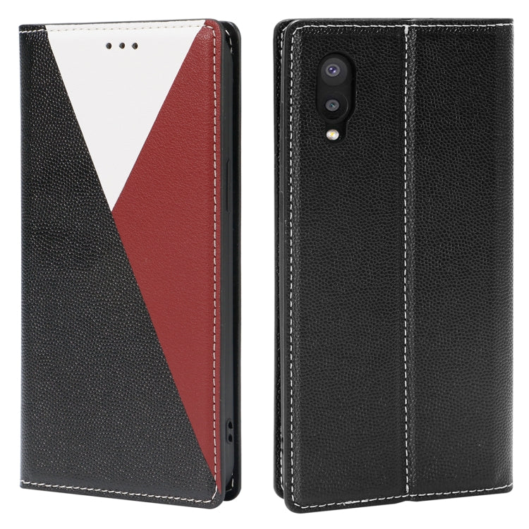For Samsung Galaxy A02 EU Version 3-Splicing Flip Microfiber Leather Phone Case