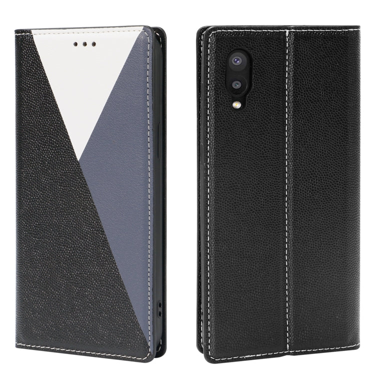 For Samsung Galaxy A02 EU Version 3-Splicing Flip Microfiber Leather Phone Case