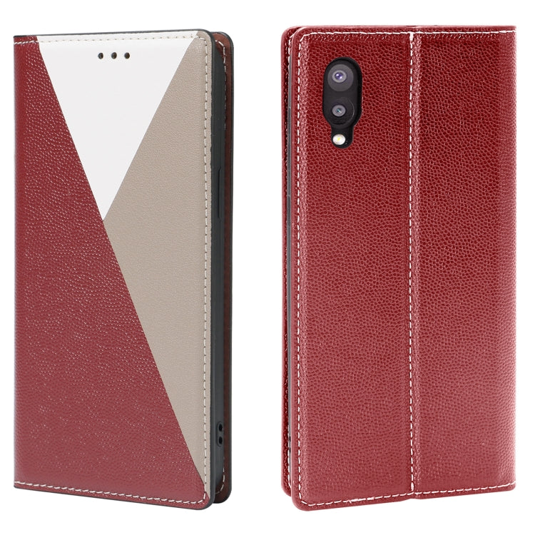 For Samsung Galaxy A02 EU Version 3-Splicing Flip Microfiber Leather Phone Case