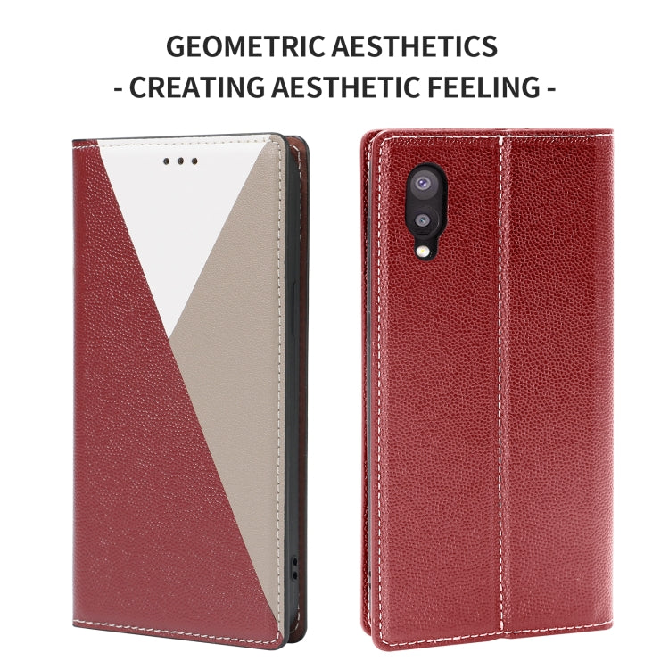 For Samsung Galaxy A02 EU Version 3-Splicing Flip Microfiber Leather Phone Case