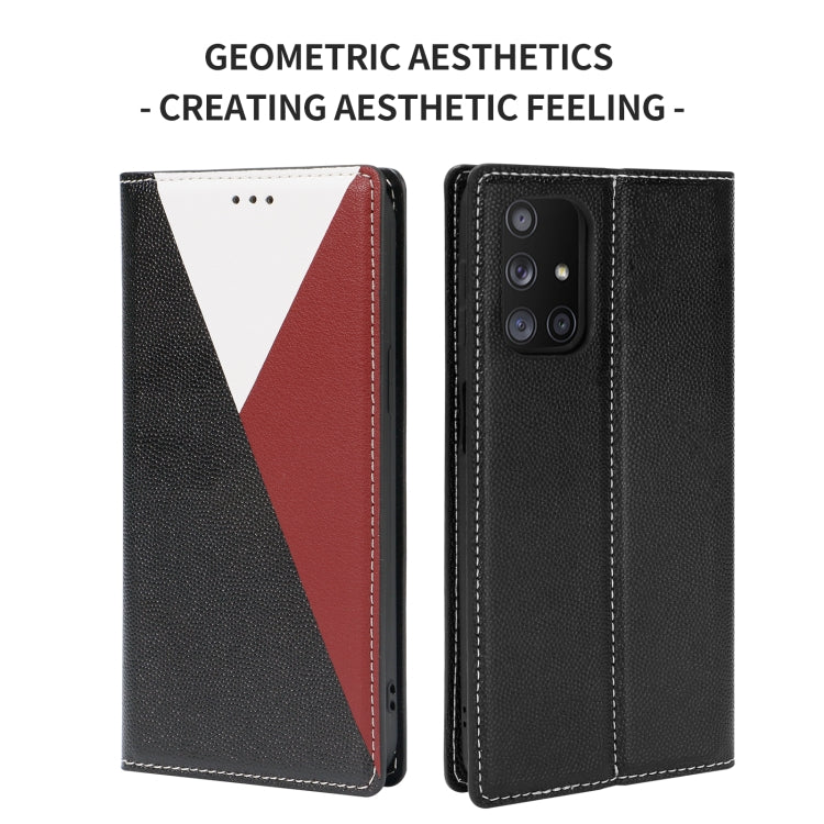 For Samsung Galaxy A32 5G 3-Splicing Flip Microfiber Leather Phone Case