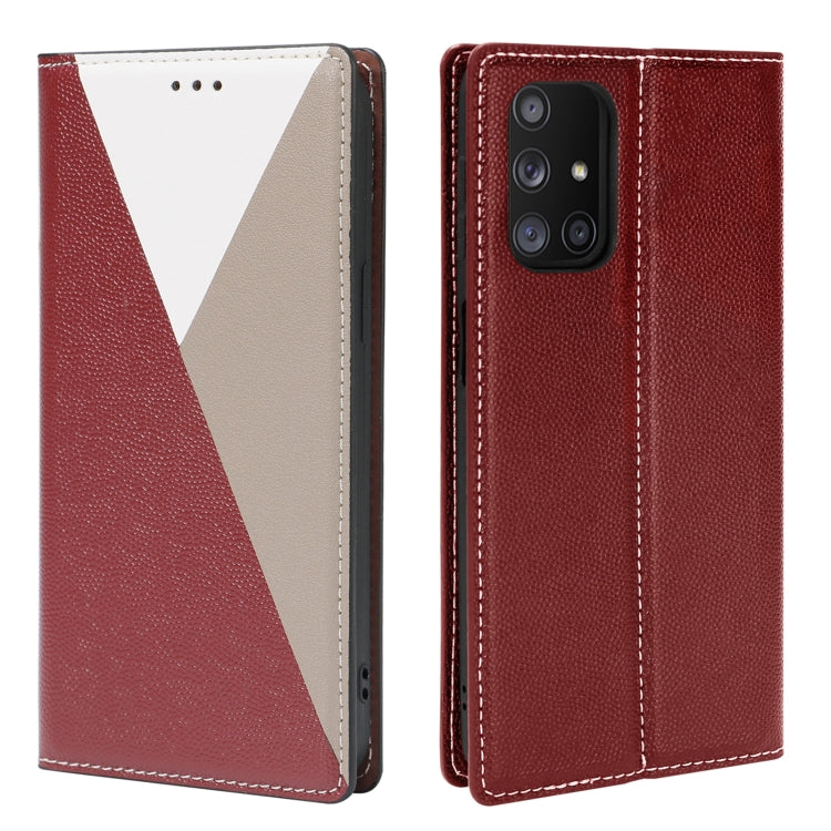 For Samsung Galaxy A32 5G 3-Splicing Flip Microfiber Leather Phone Case