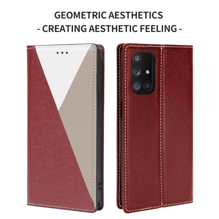 For Samsung Galaxy A32 5G 3-Splicing Flip Microfiber Leather Phone Case