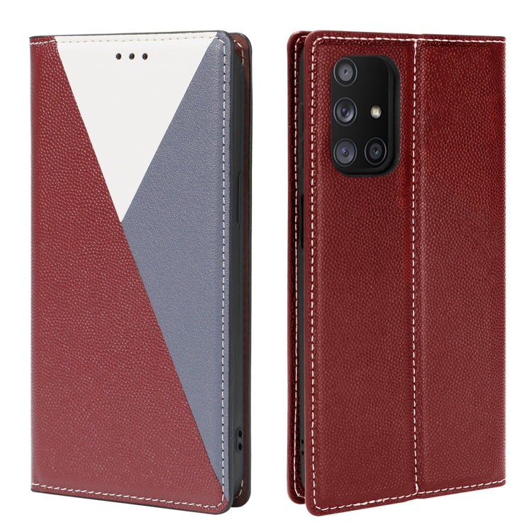 For Samsung Galaxy A32 5G 3-Splicing Flip Microfiber Leather Phone Case