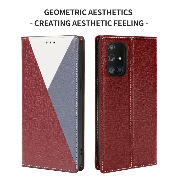 For Samsung Galaxy A32 5G 3-Splicing Flip Microfiber Leather Phone Case