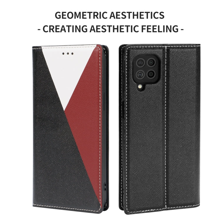 For Samsung Galaxy A42 5G 3-Splicing Flip Microfiber Leather Phone Case