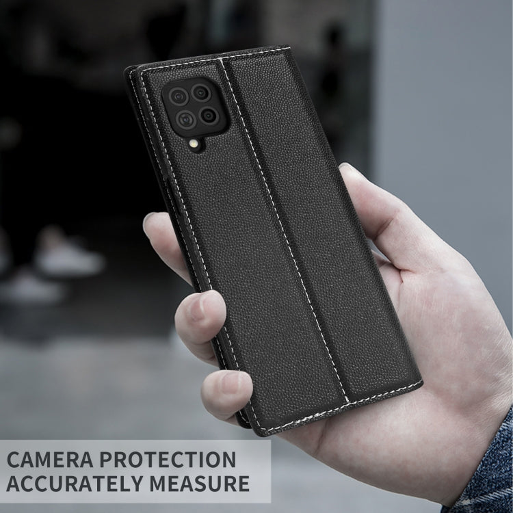 For Samsung Galaxy A42 5G 3-Splicing Flip Microfiber Leather Phone Case