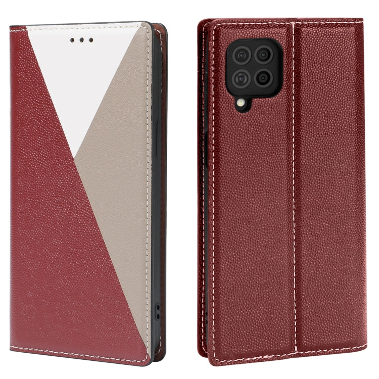 For Samsung Galaxy A42 5G 3-Splicing Flip Microfiber Leather Phone Case