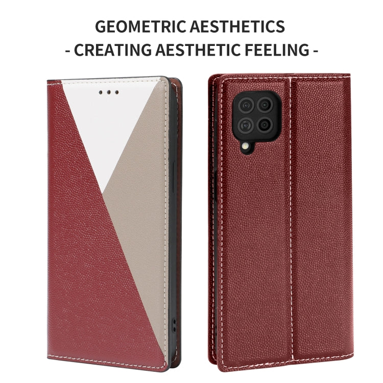 For Samsung Galaxy A42 5G 3-Splicing Flip Microfiber Leather Phone Case
