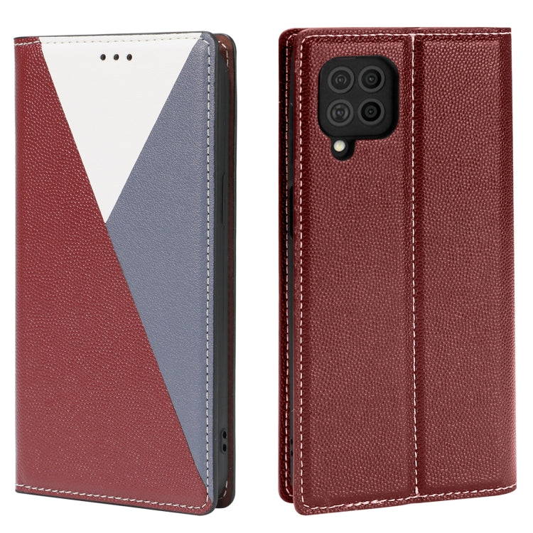 For Samsung Galaxy A42 5G 3-Splicing Flip Microfiber Leather Phone Case