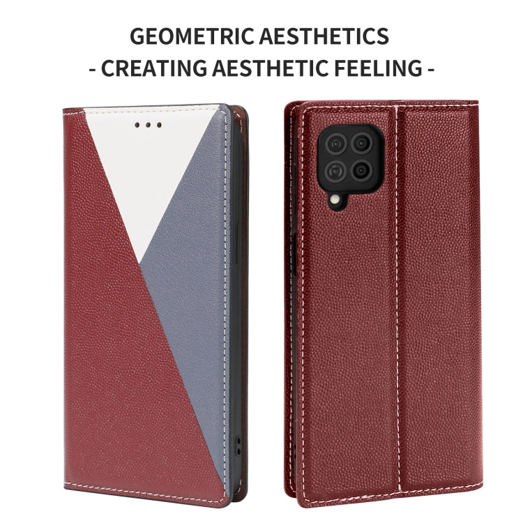 For Samsung Galaxy A42 5G 3-Splicing Flip Microfiber Leather Phone Case