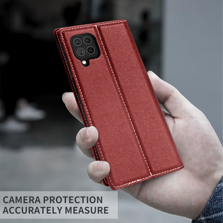 For Samsung Galaxy A42 5G 3-Splicing Flip Microfiber Leather Phone Case