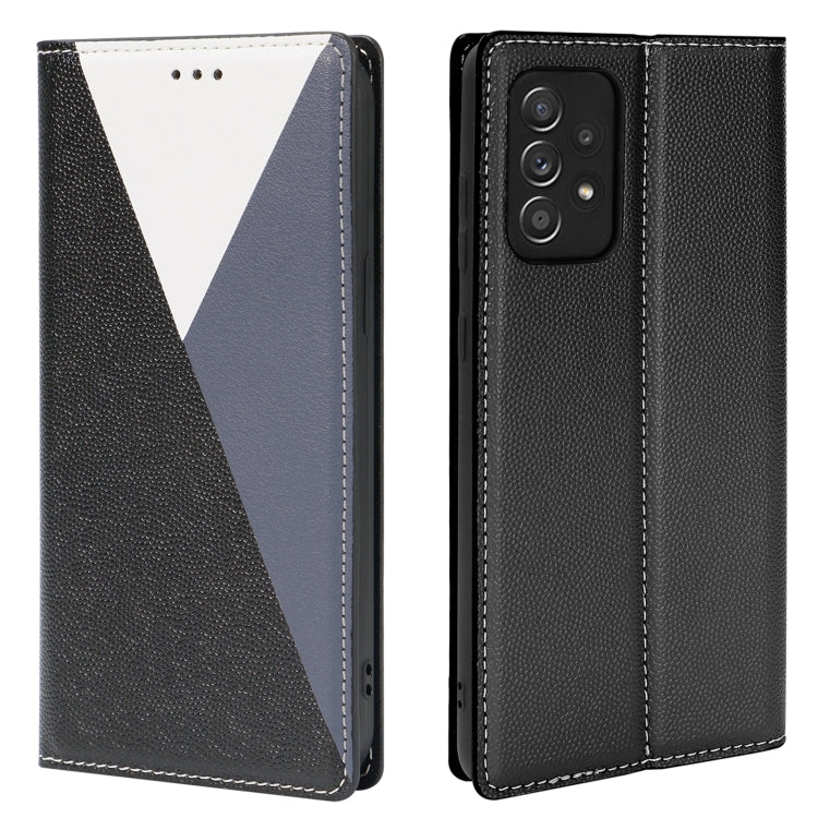 For Samsung Galaxy A72 5G / 4G 3-Splicing Flip Microfiber Leather Phone Case