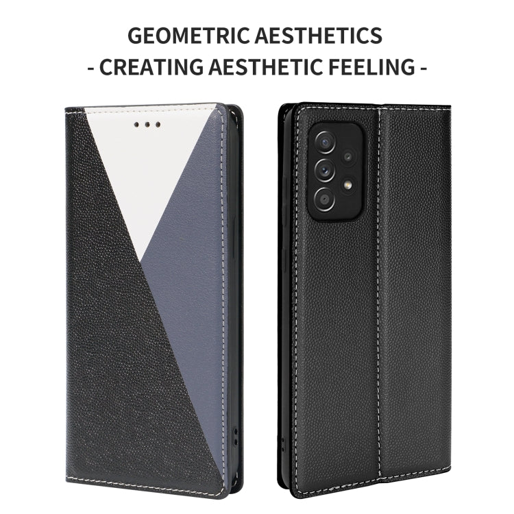 For Samsung Galaxy A72 5G / 4G 3-Splicing Flip Microfiber Leather Phone Case