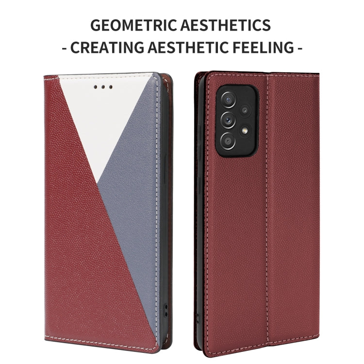 For Samsung Galaxy A72 5G / 4G 3-Splicing Flip Microfiber Leather Phone Case