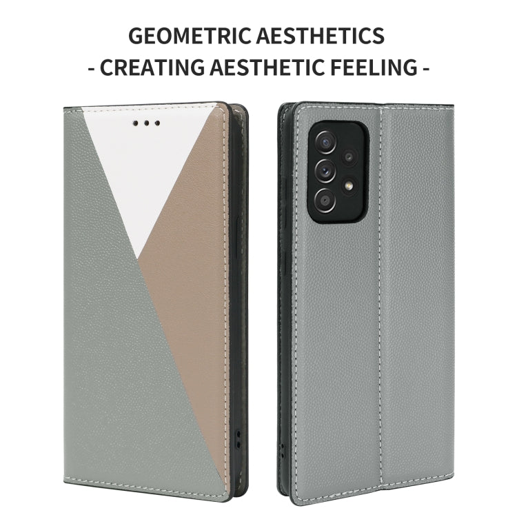 For Samsung Galaxy A72 5G / 4G 3-Splicing Flip Microfiber Leather Phone Case
