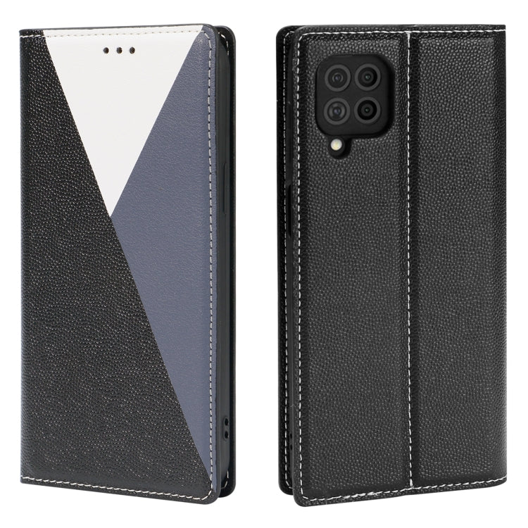 For Samsung Galaxy F62 3-Splicing Flip Microfiber Leather Phone Case