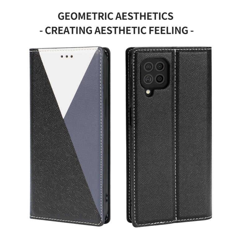 For Samsung Galaxy F62 3-Splicing Flip Microfiber Leather Phone Case