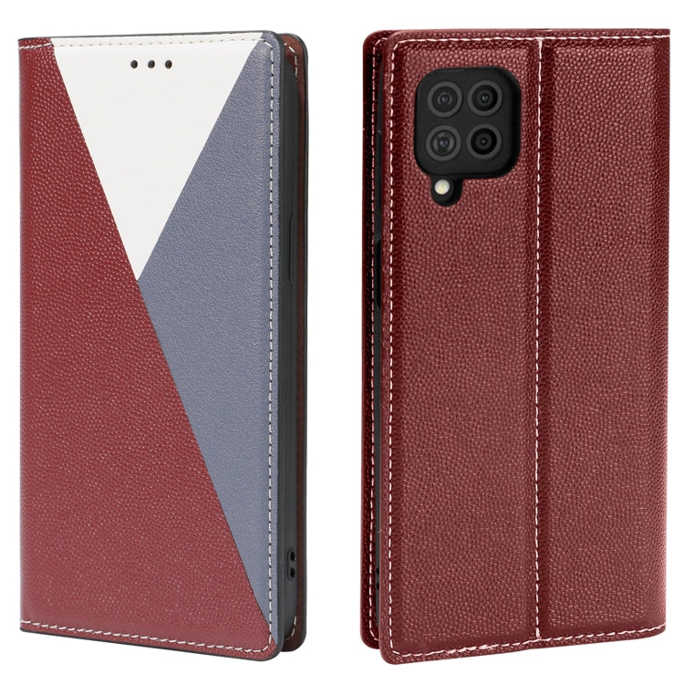 For Samsung Galaxy F62 3-Splicing Flip Microfiber Leather Phone Case