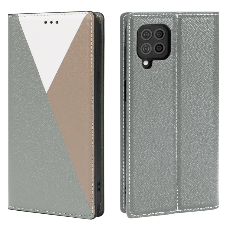 For Samsung Galaxy F62 3-Splicing Flip Microfiber Leather Phone Case