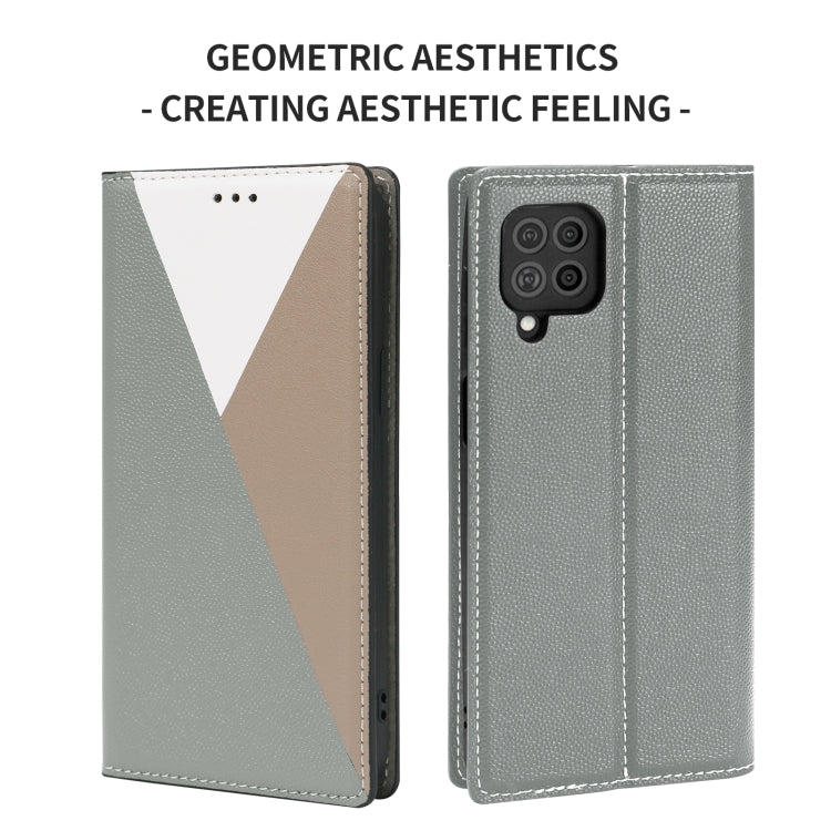 For Samsung Galaxy F62 3-Splicing Flip Microfiber Leather Phone Case