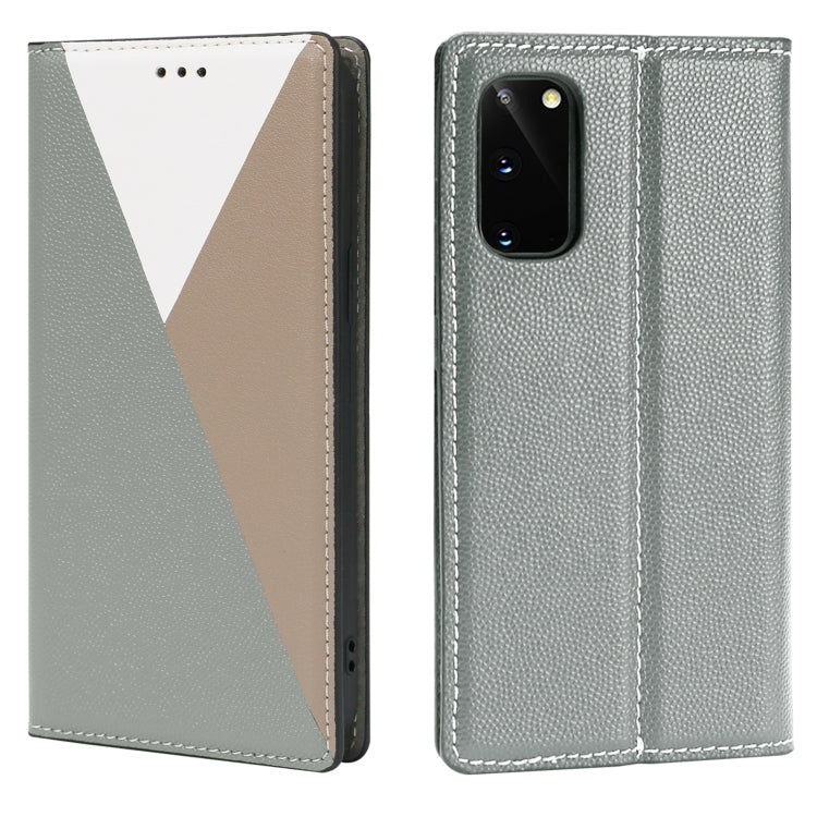 For Samsung Galaxy S20 3-Splicing Flip Microfiber Leather Phone Case