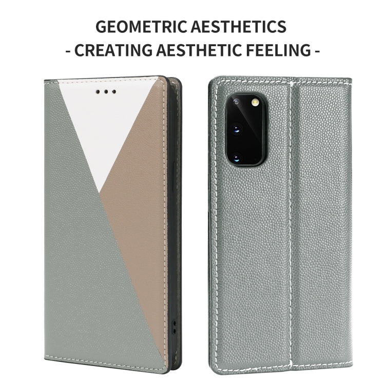For Samsung Galaxy S20 3-Splicing Flip Microfiber Leather Phone Case
