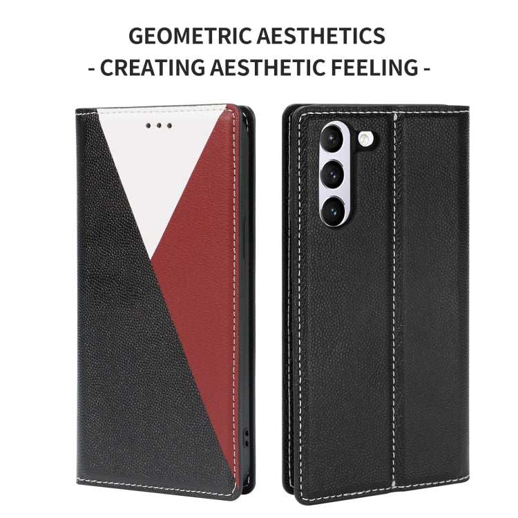 For Samsung Galaxy S21 5G 3-Splicing Flip Microfiber Leather Phone Case