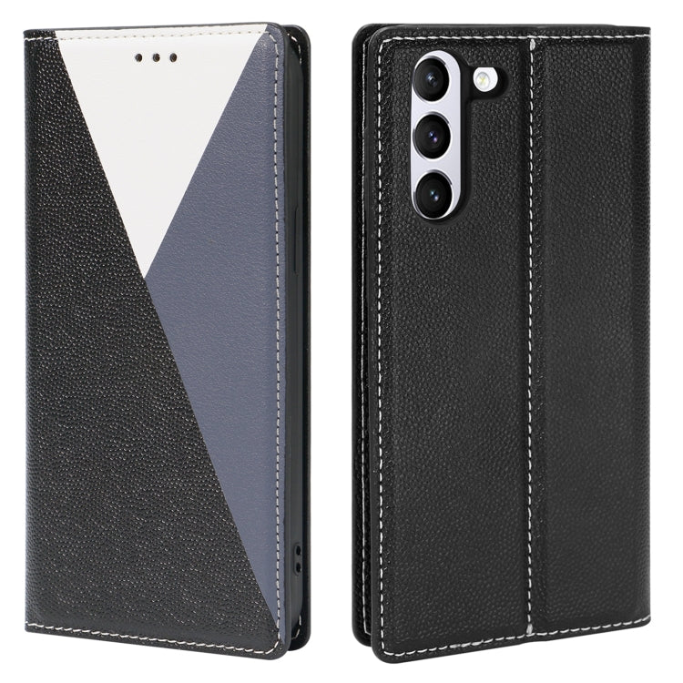 For Samsung Galaxy S21 5G 3-Splicing Flip Microfiber Leather Phone Case