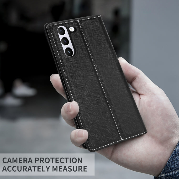 For Samsung Galaxy S21 5G 3-Splicing Flip Microfiber Leather Phone Case