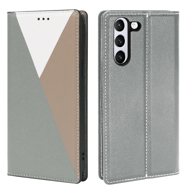 For Samsung Galaxy S21 5G 3-Splicing Flip Microfiber Leather Phone Case