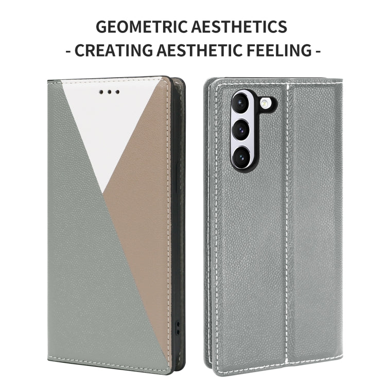 For Samsung Galaxy S21 5G 3-Splicing Flip Microfiber Leather Phone Case
