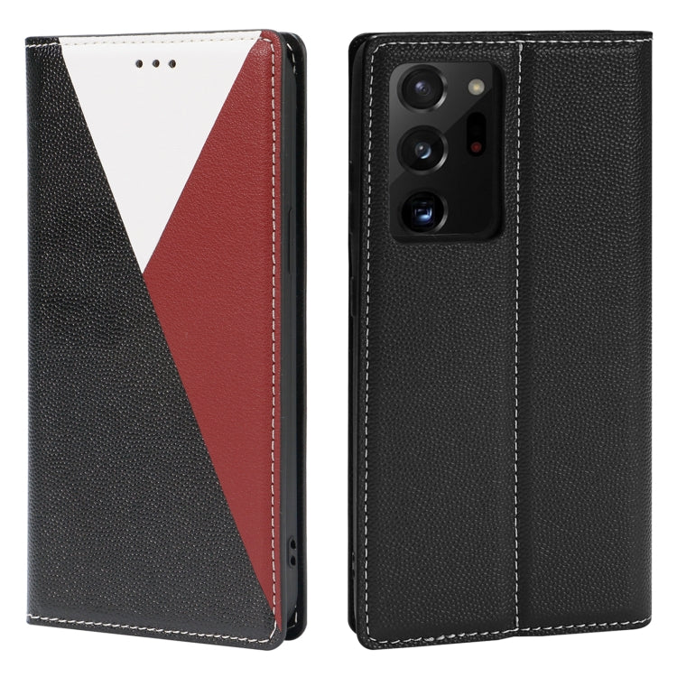 For Samsung Galaxy S21 Ultra 5G 3-Splicing Flip Microfiber Leather Phone Case