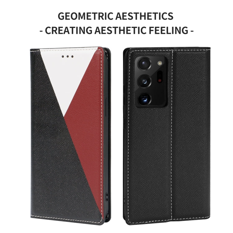 For Samsung Galaxy S21 Ultra 5G 3-Splicing Flip Microfiber Leather Phone Case