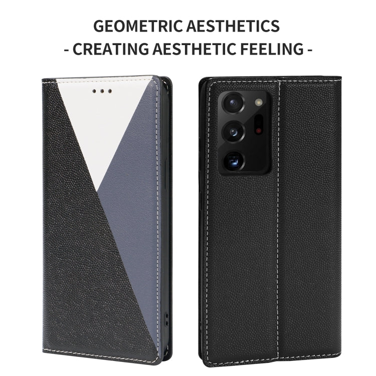 For Samsung Galaxy S21 Ultra 5G 3-Splicing Flip Microfiber Leather Phone Case