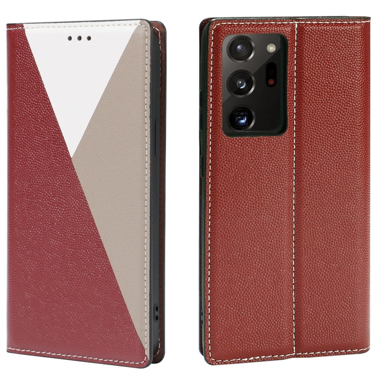 For Samsung Galaxy S21 Ultra 5G 3-Splicing Flip Microfiber Leather Phone Case