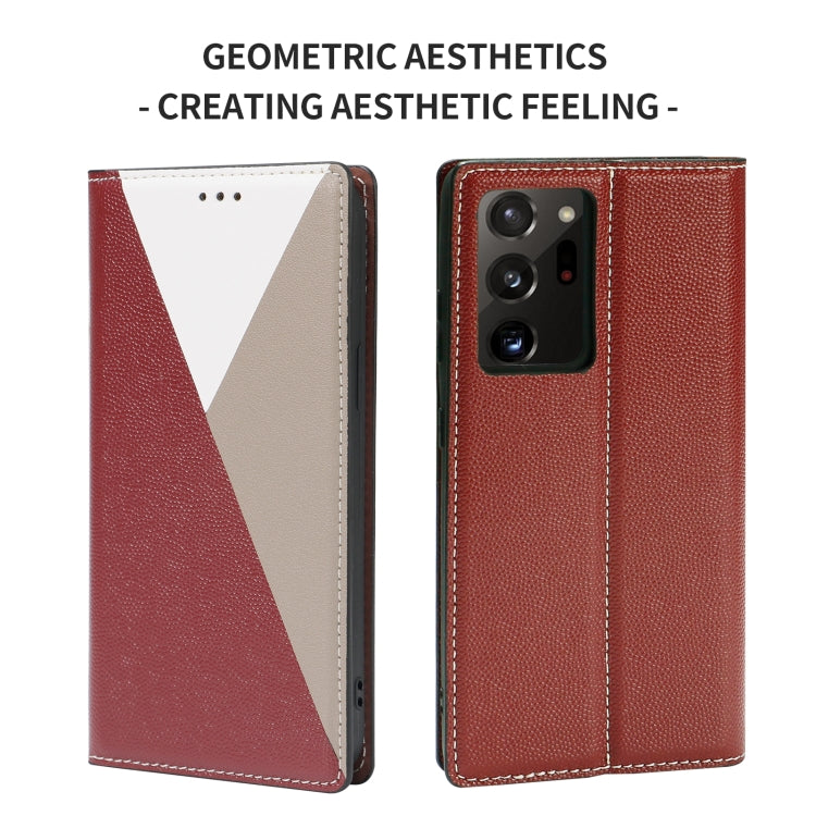 For Samsung Galaxy S21 Ultra 5G 3-Splicing Flip Microfiber Leather Phone Case