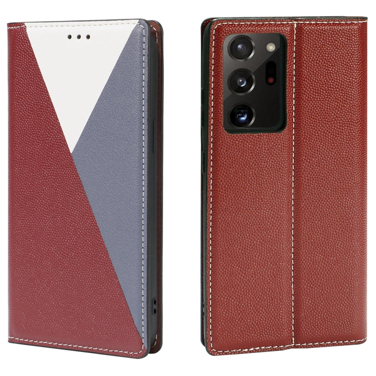 For Samsung Galaxy S21 Ultra 5G 3-Splicing Flip Microfiber Leather Phone Case