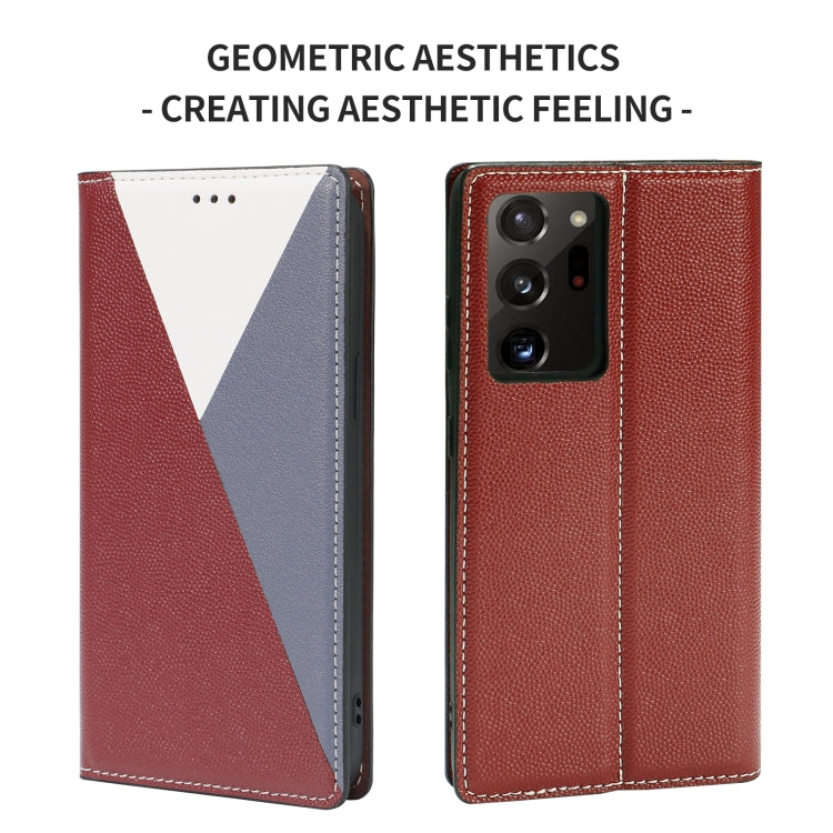 For Samsung Galaxy S21 Ultra 5G 3-Splicing Flip Microfiber Leather Phone Case