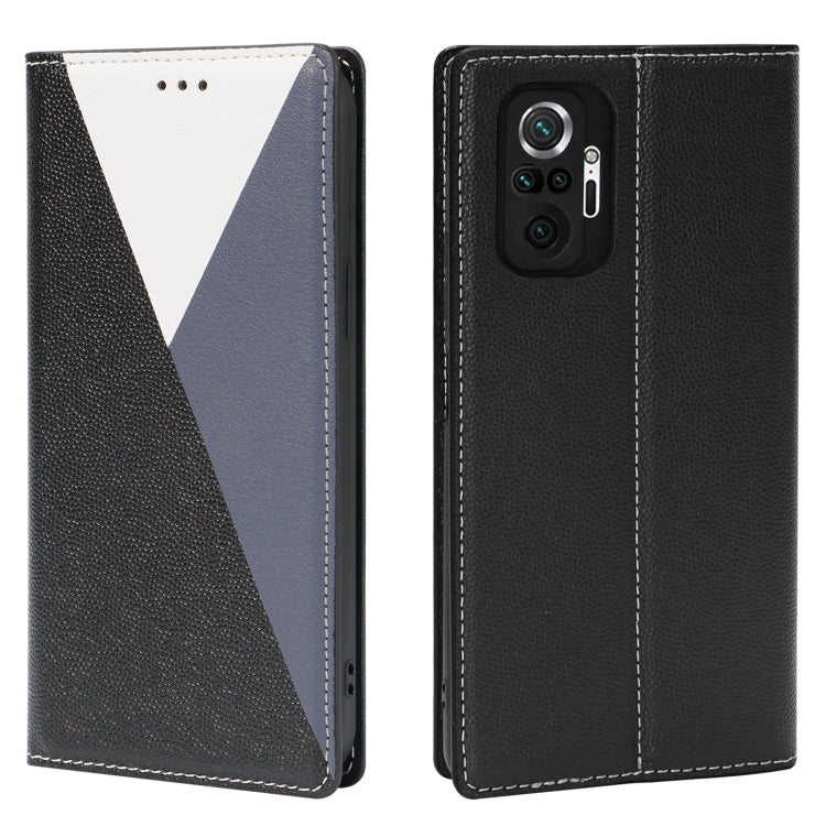 For Xiaomi Redmi Note 10 Pro 3-Splicing Flip Microfiber Leather Phone Case